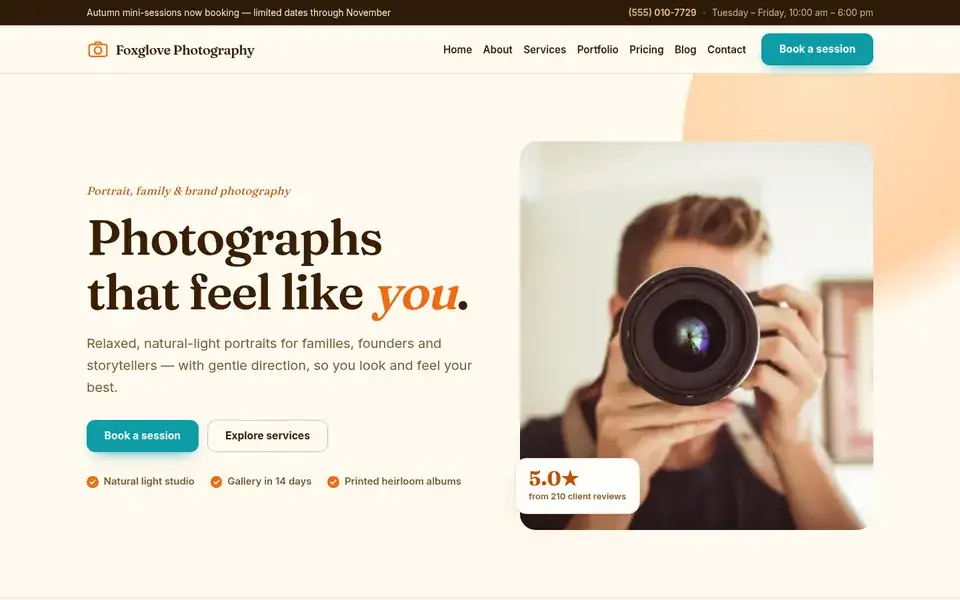 Citrus Editorial website design for photography