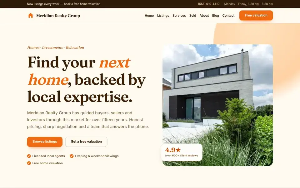 Citrus Editorial website design for real estate