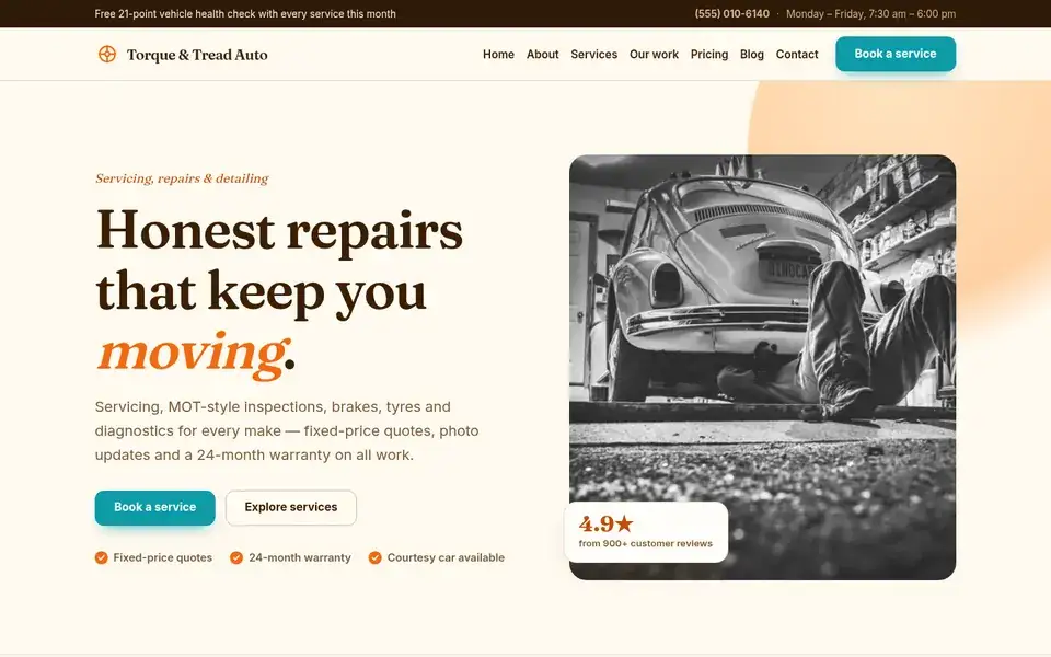 Citrus Editorial website design for auto repair