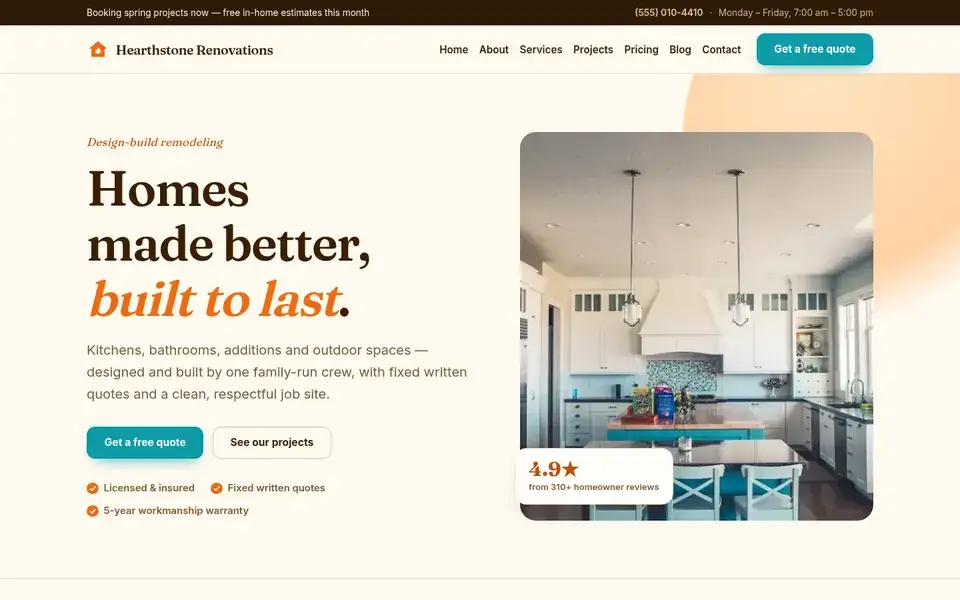 Citrus Editorial website design for home services & contractors