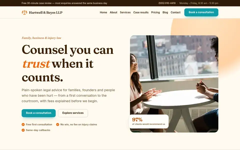 Citrus Editorial website design for law firms