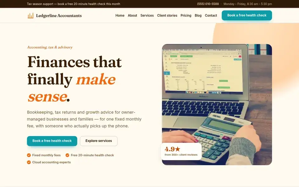 Citrus Editorial website design for accounting & tax