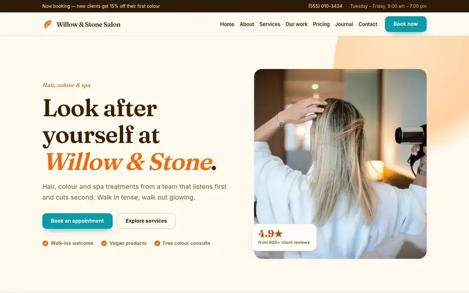 Citrus Editorial website design for salon & beauty