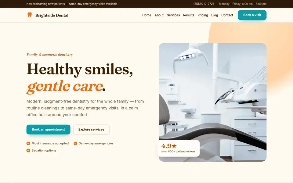 Citrus Editorial website design for dental & clinic