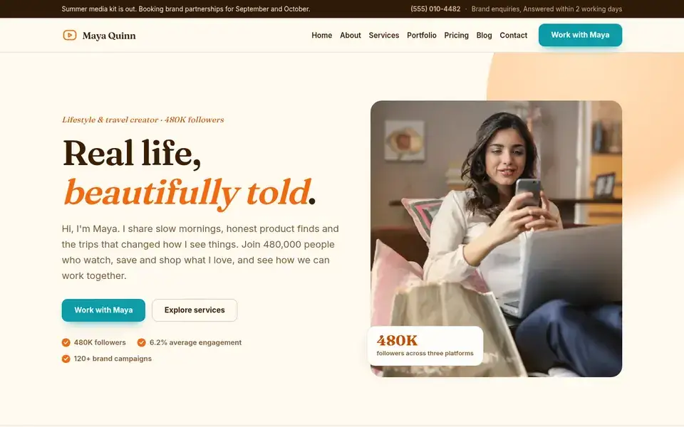 Citrus Editorial website design for influencers & creators