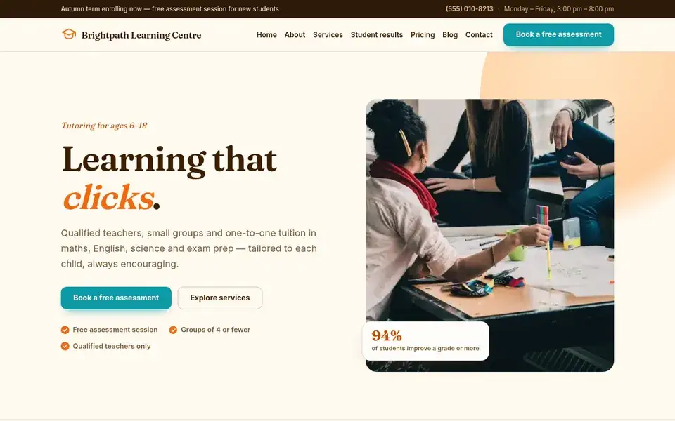 Citrus Editorial website design for tutoring & education