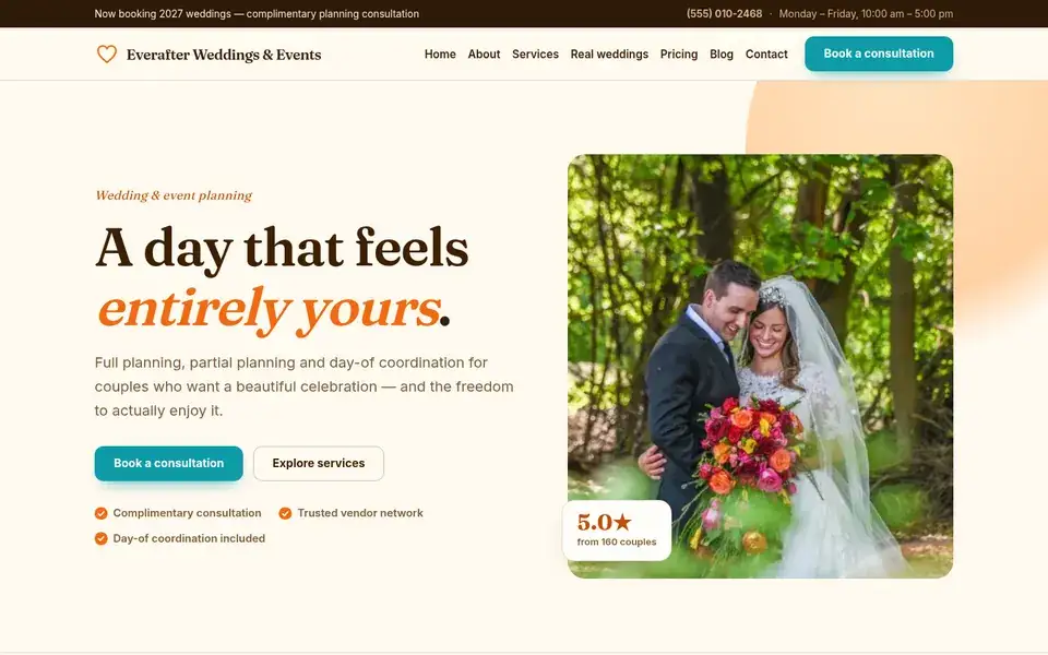 Citrus Editorial website design for weddings & events