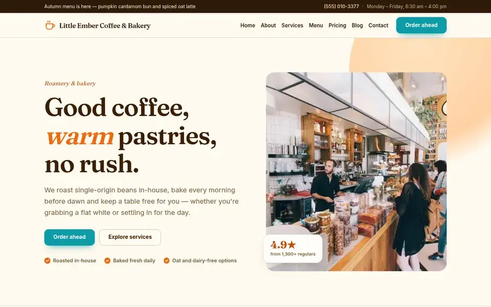 Citrus Editorial website design for coffee & bakery