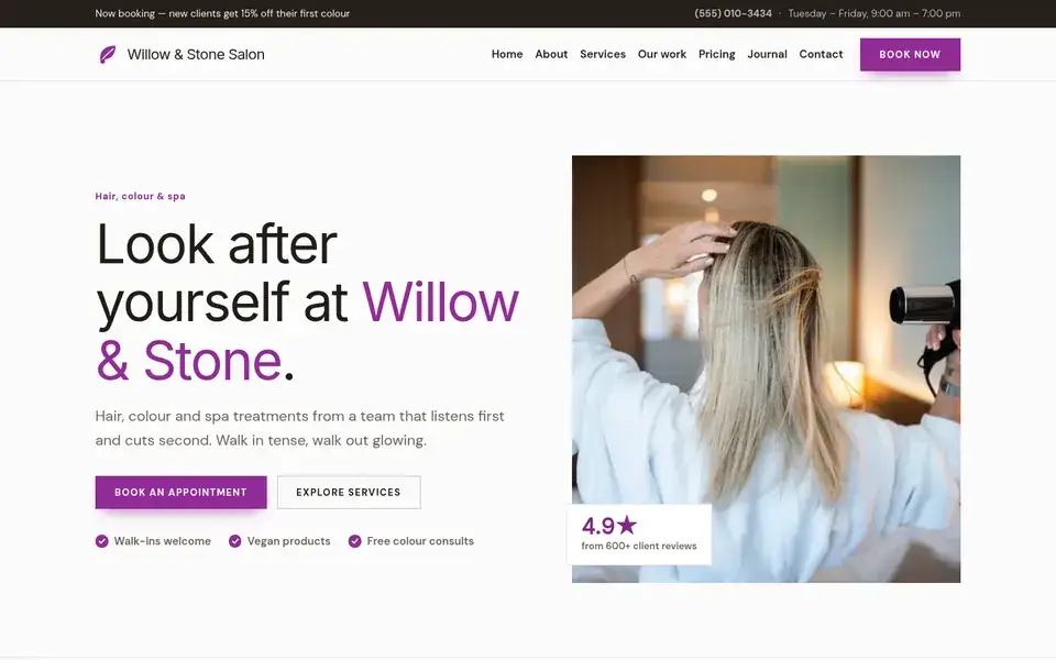 Bare Scalp website design for salon & beauty