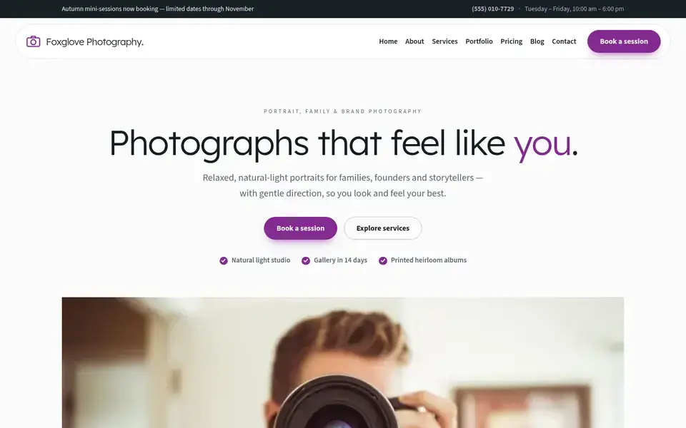 Plain Aperture website design for photography