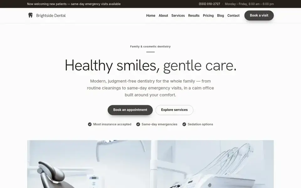 Whitespace Dental website design for dental & clinic