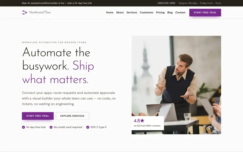 Plain Flow website design for saas & software