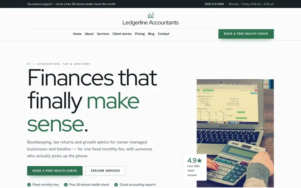 Plain Ledger website design for accounting & tax