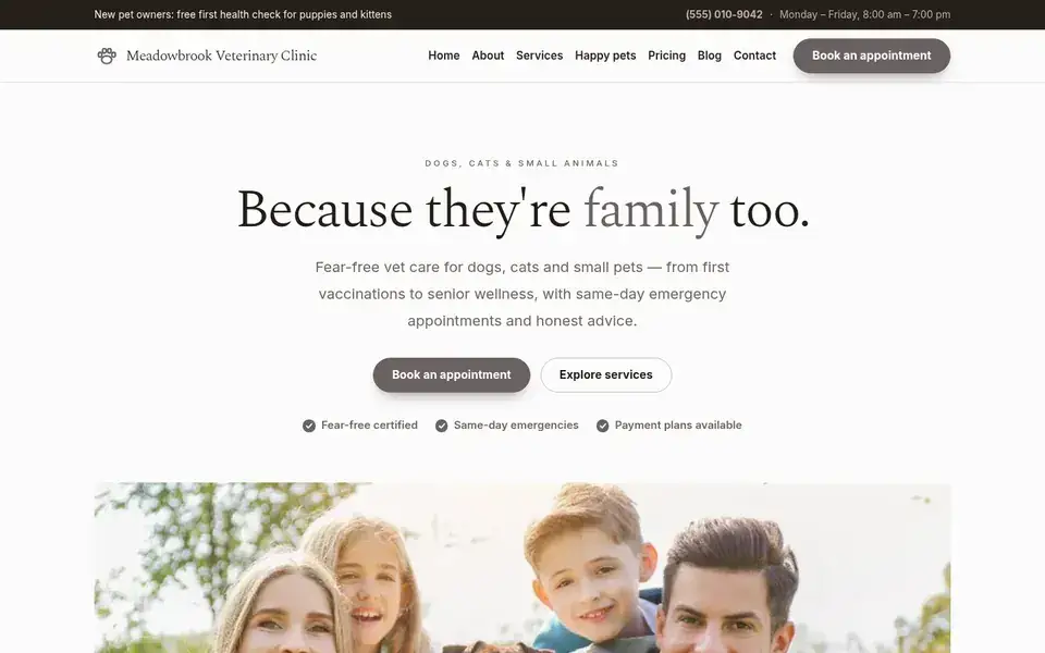 Plain Paw website design for veterinary & pets
