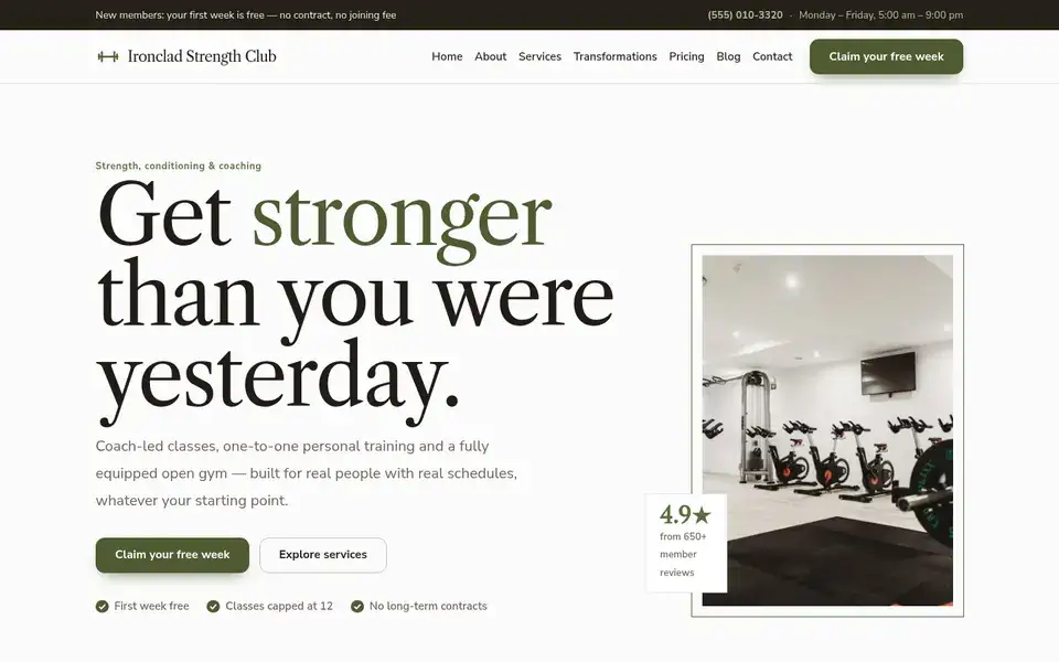 Plain Barbell website design for fitness & gyms