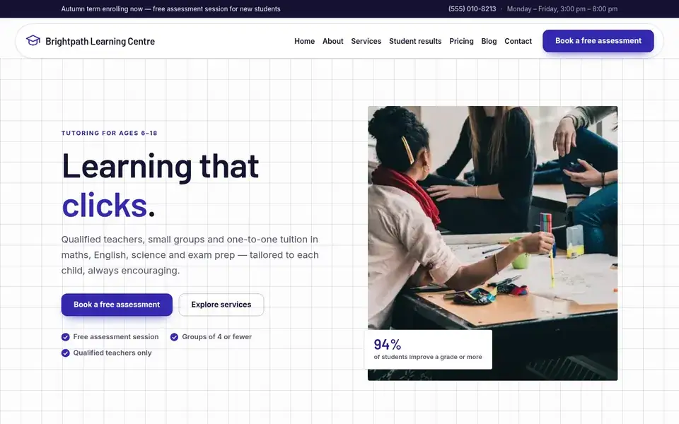 Notebook Group website design for tutoring & education