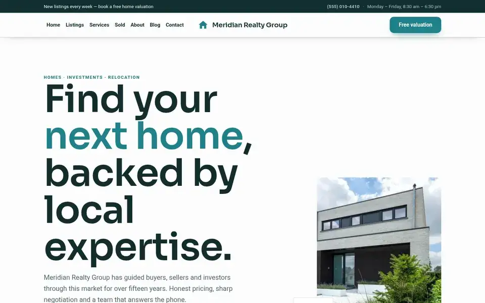 Meridian Capital website design for real estate