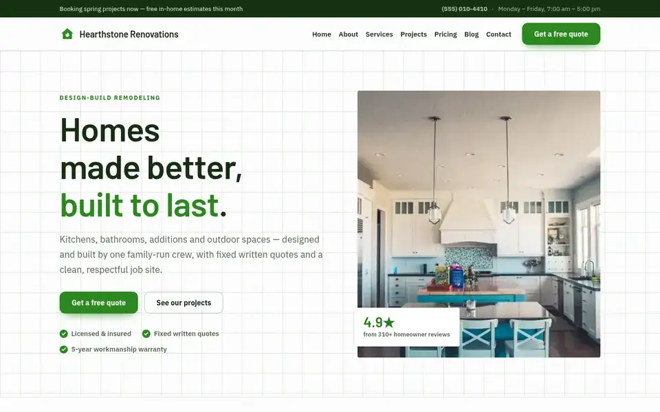 General Contractors Inc website design for home services & contractors