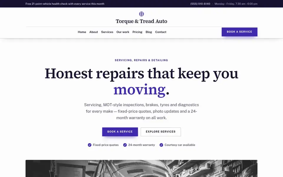 Chassis Group website design for auto repair