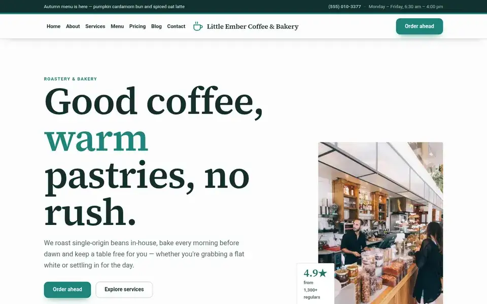 Roast Group website design for coffee & bakery