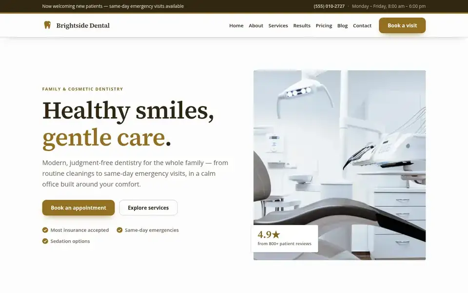 Boardroom Blue website design for dental & clinic