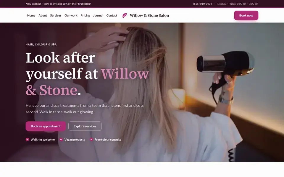 Salon Group Ltd website design for salon & beauty