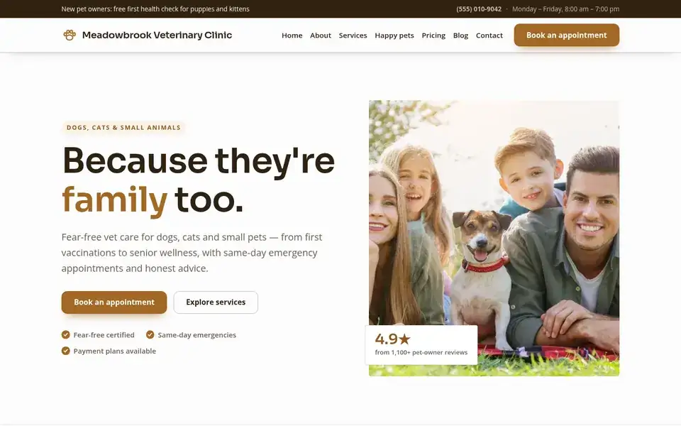 Kibble Group website design for veterinary & pets