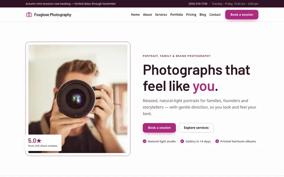 Shutter Group website design for photography