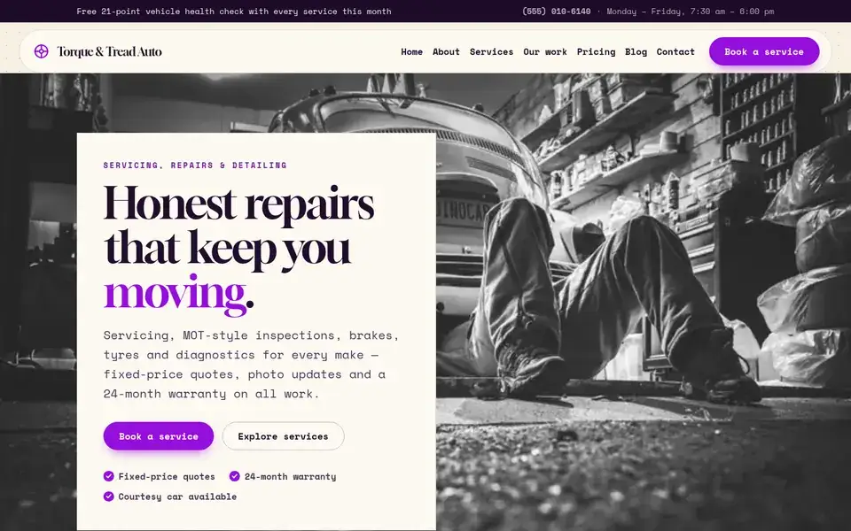 Throttle Portfolio website design for auto repair