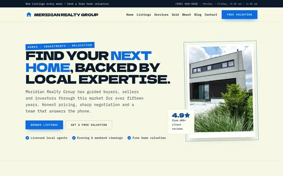 Listing Lookbook website design for real estate
