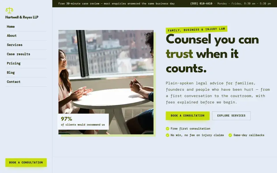 Chambers Portfolio website design for law firms