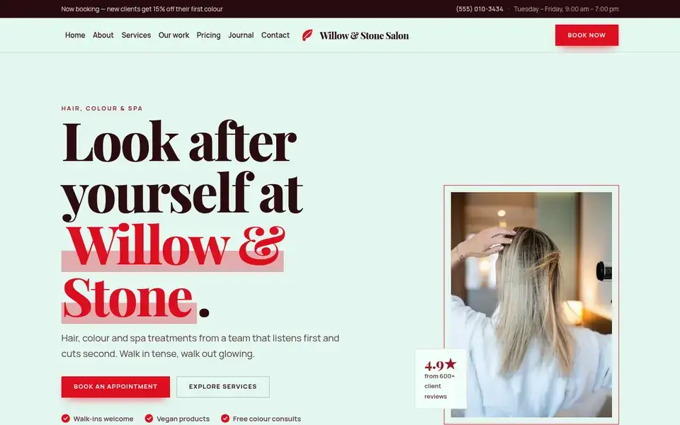 Stylist Portfolio website design for salon & beauty