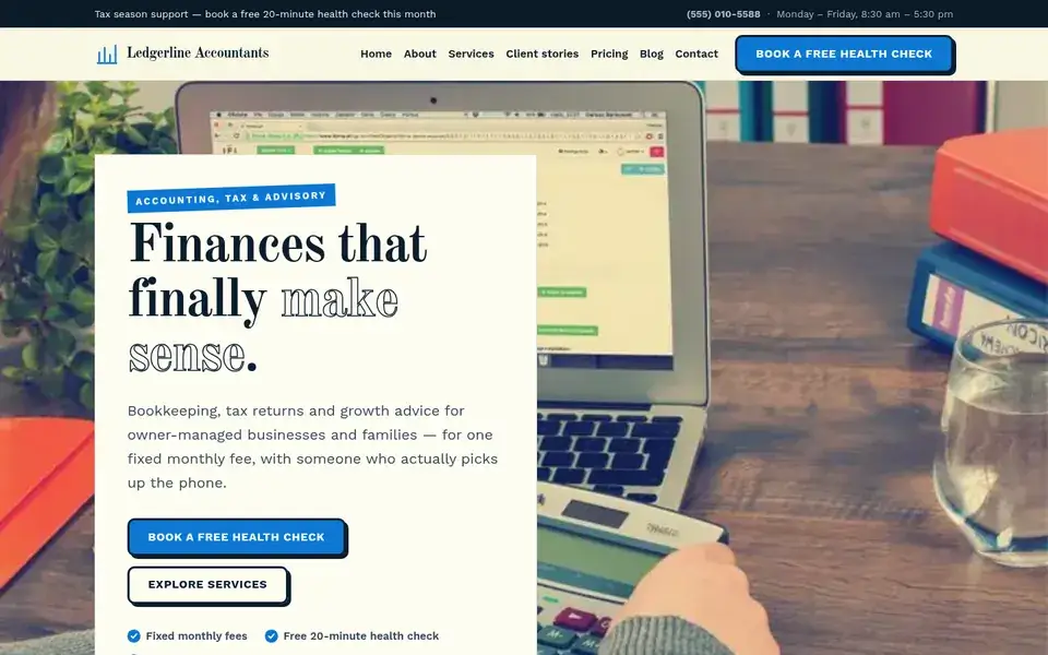 Margin Portfolio website design for accounting & tax