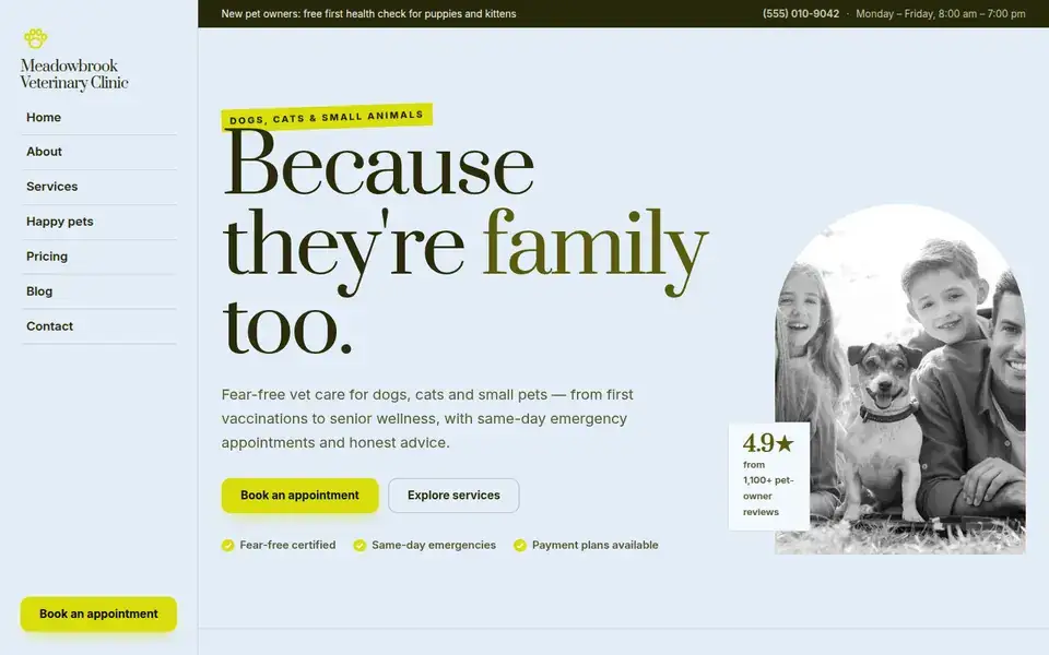 Collar Portfolio website design for veterinary & pets