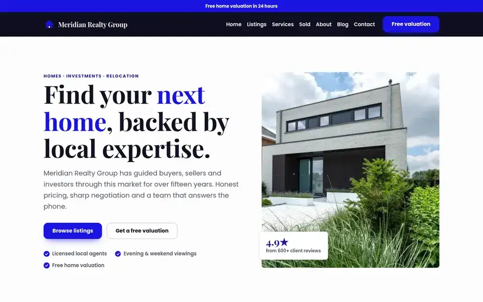 Listing Marketplace website design for real estate