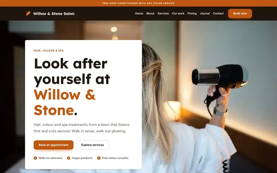 Product Shelf website design for salon & beauty