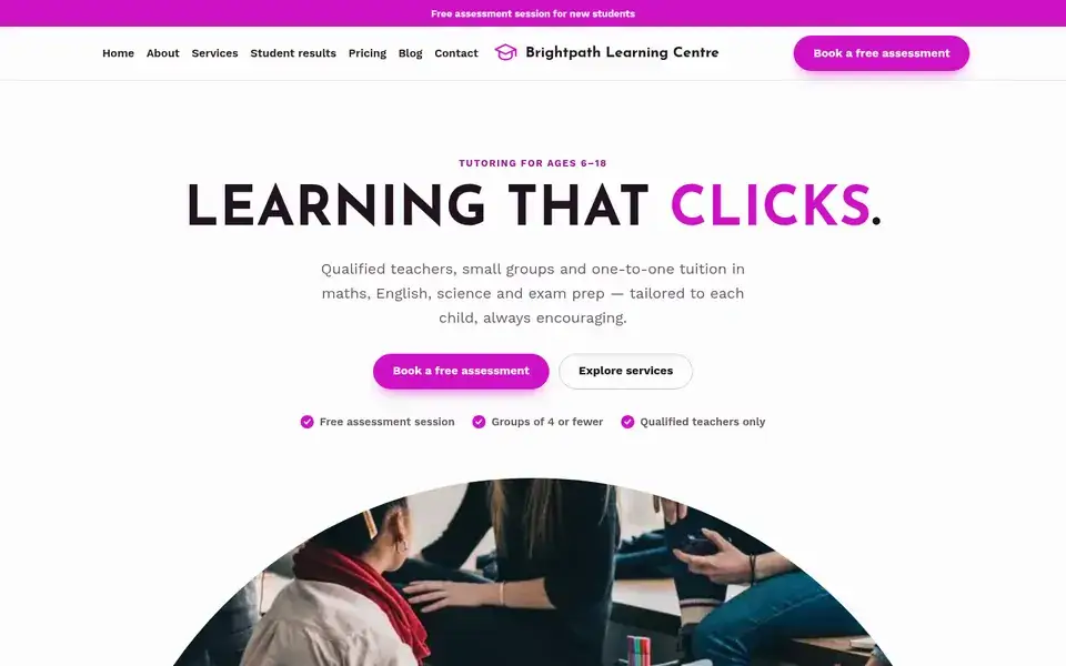 Chalk Shop website design for tutoring & education