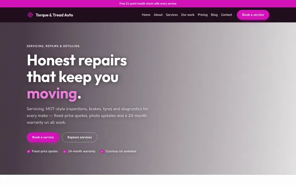 Clutch Shop website design for auto repair