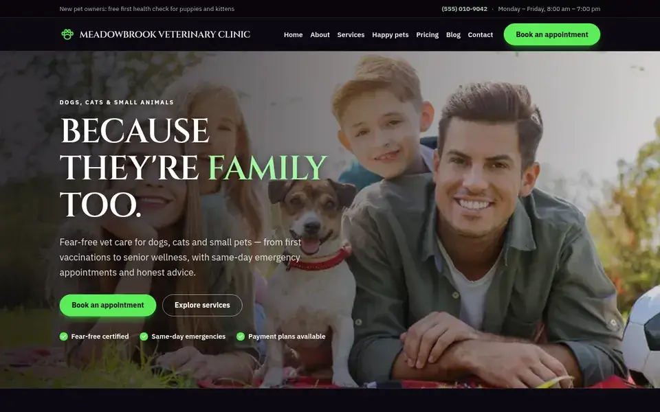 Midnight Treat website design for veterinary & pets