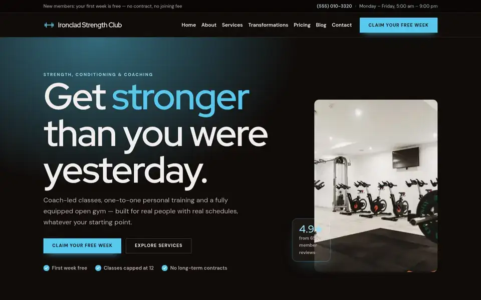 Midnight Deadlift website design for fitness & gyms