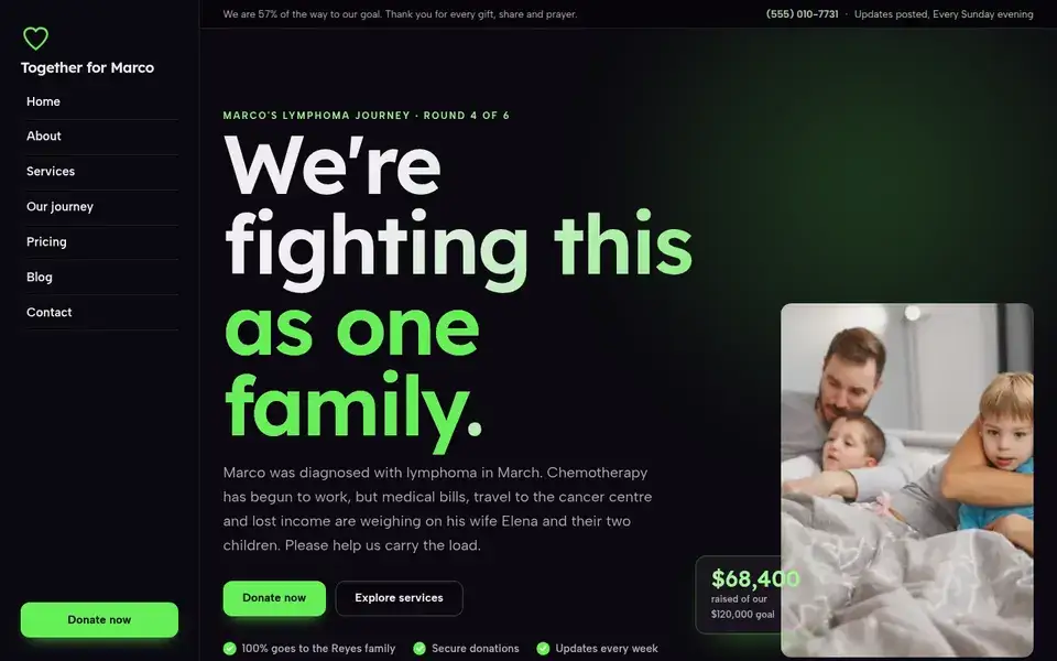 Midnight Embrace website design for fundraising & nonprofits
