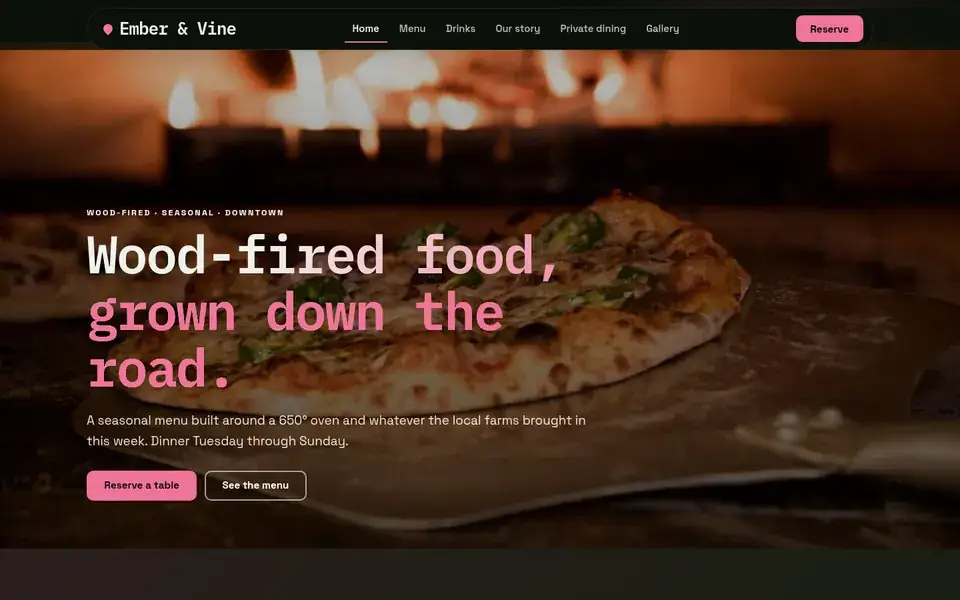 Midnight Supper website design for restaurant & food