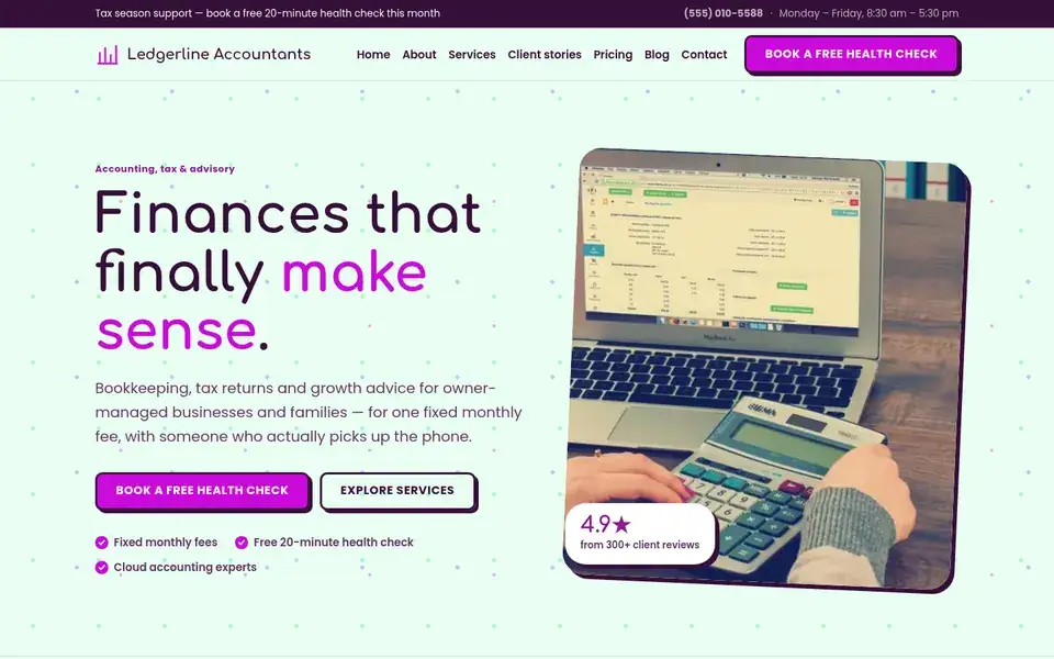 Tally Party website design for accounting & tax
