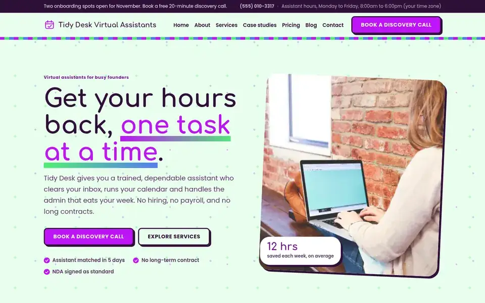 Handy Party website design for virtual assistants