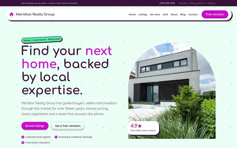 Doll House Realty website design for real estate