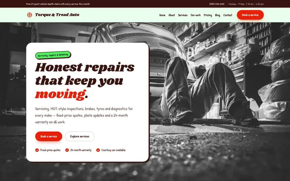 Gasket Party website design for auto repair