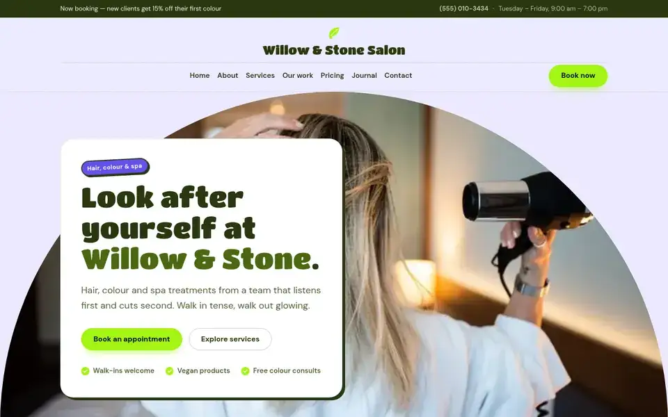Glitter Salon website design for salon & beauty