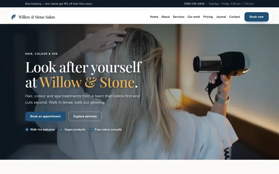 Ivory Salon website design for salon & beauty
