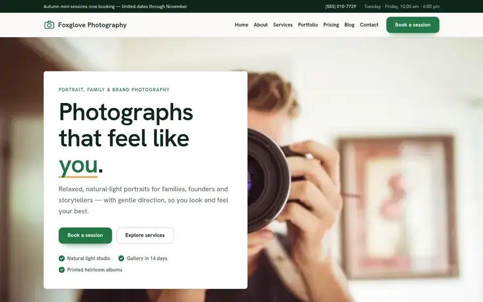 Sterling Aperture website design for photography
