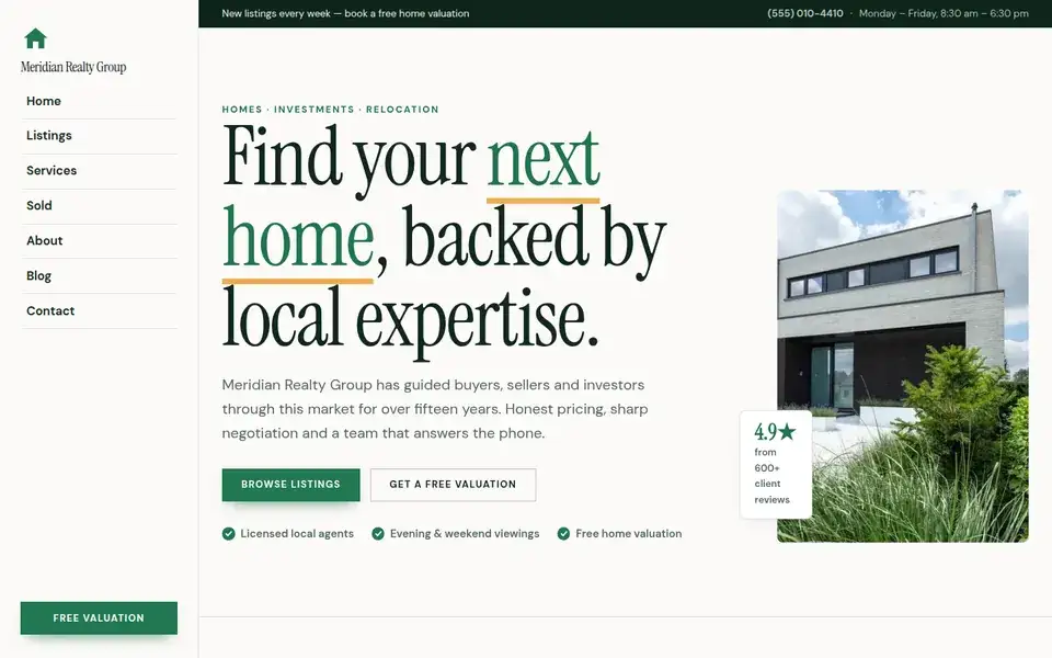Sterling Estates website design for real estate